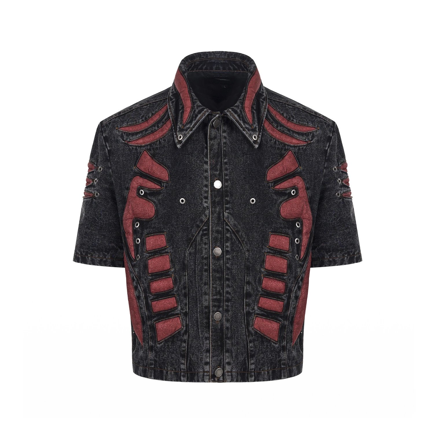 Startexceedend Three-dimensional Skeleton Patchwork Denim Shorts