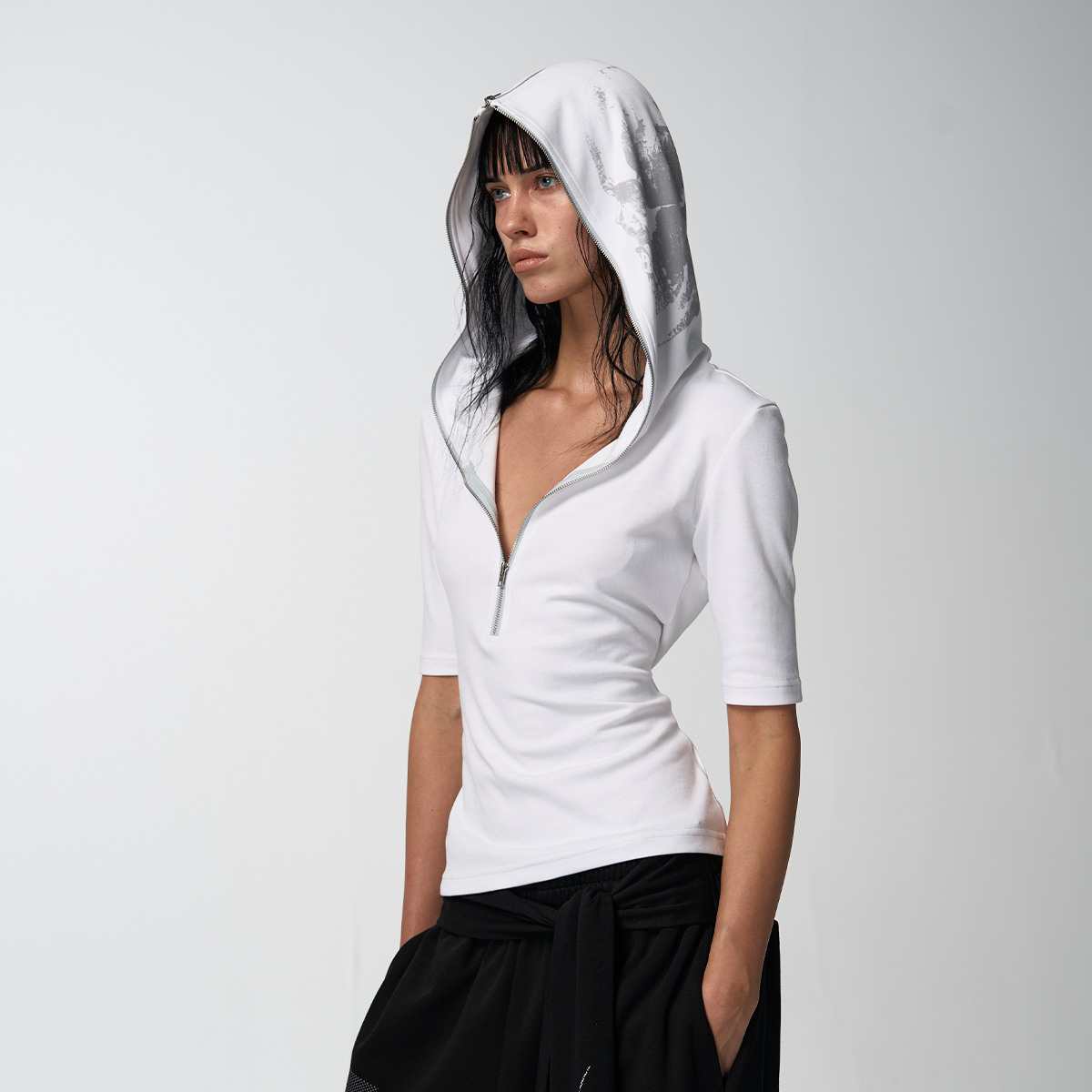 No E Mosen Skinny Skull Print Hoodie