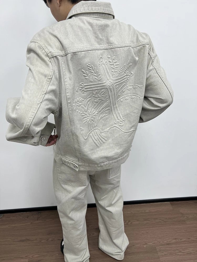 Wanna Lab Embossed Cross Denim Jacket