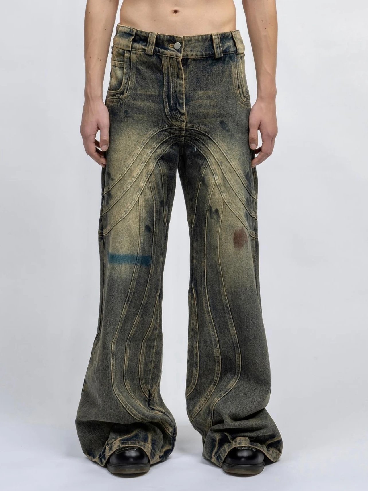 No Faith Studios Multi Pocket Wavy Denim