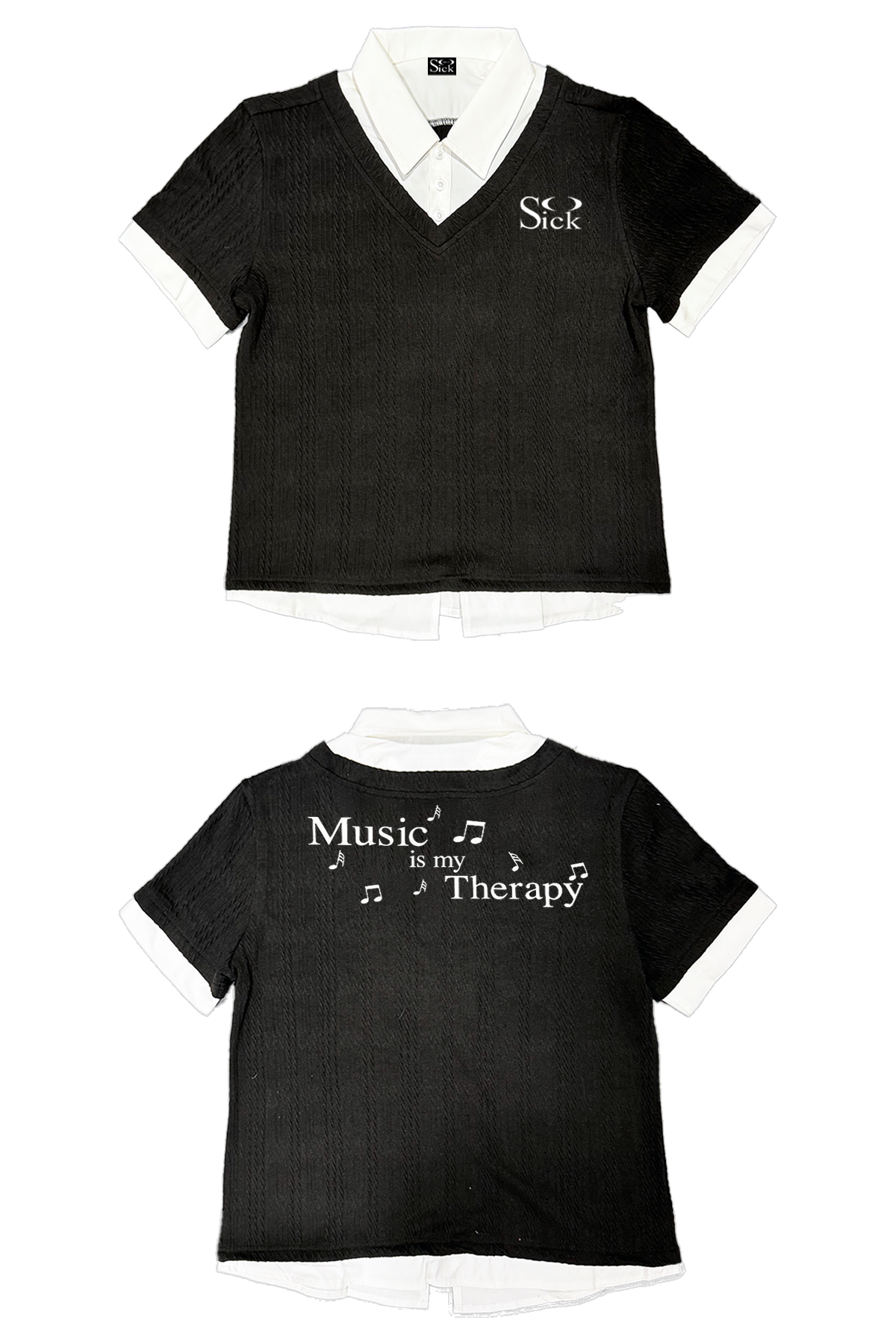 So Sick Music Therapy Two-piece Short Sleeve Polo Shirt