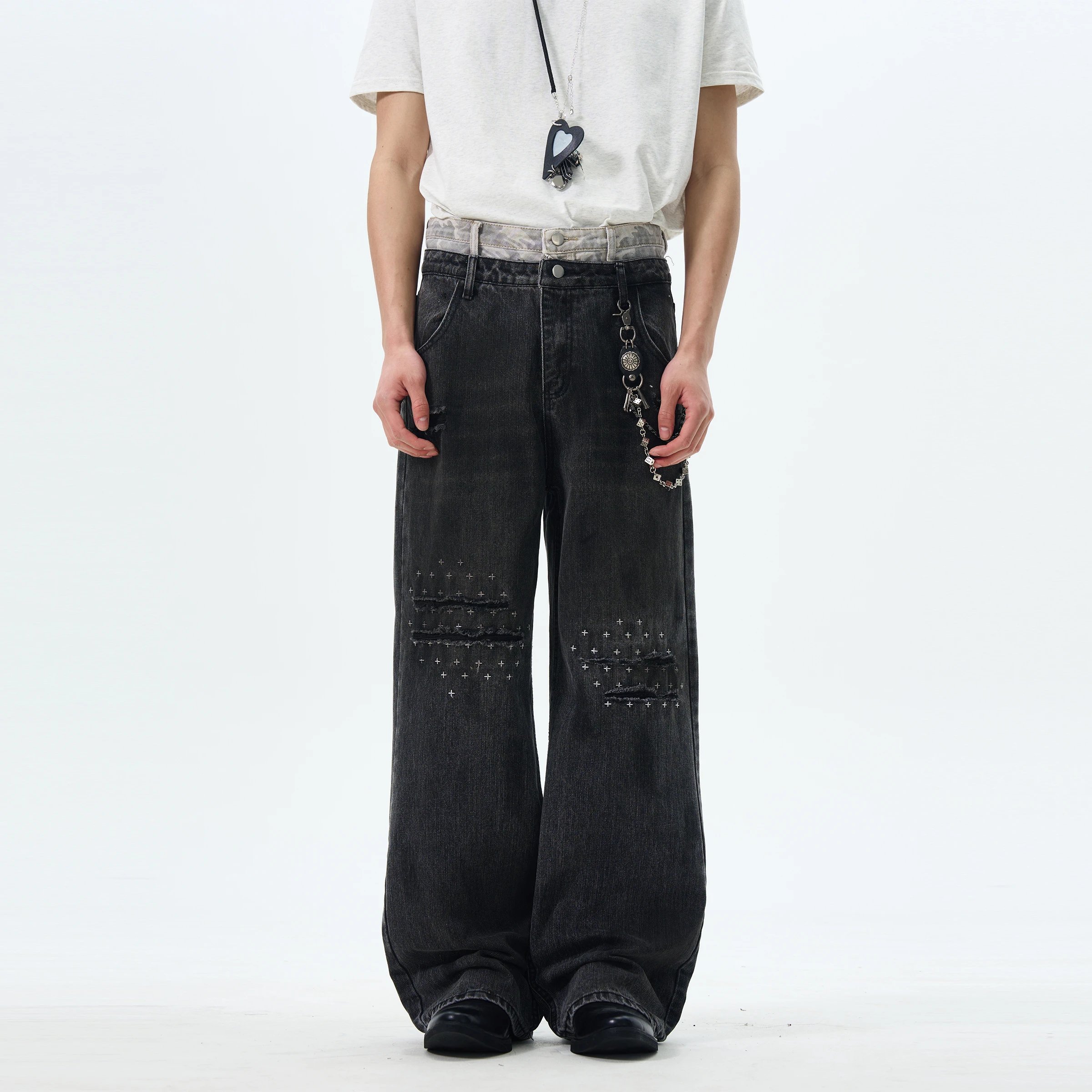 Wlnext Double Waist Sashiko Denim