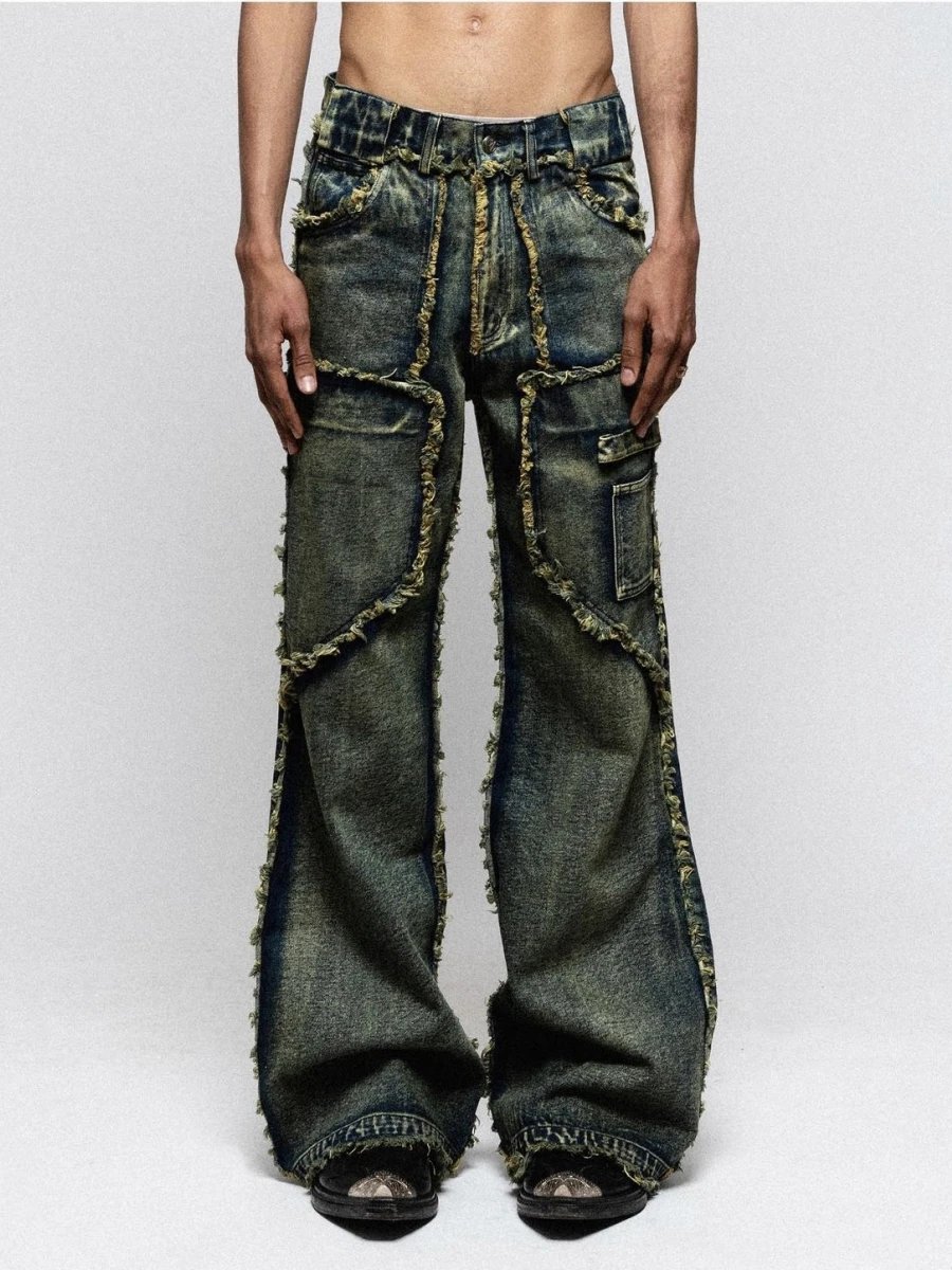 No Faith Studios Washed And Distressed Denim