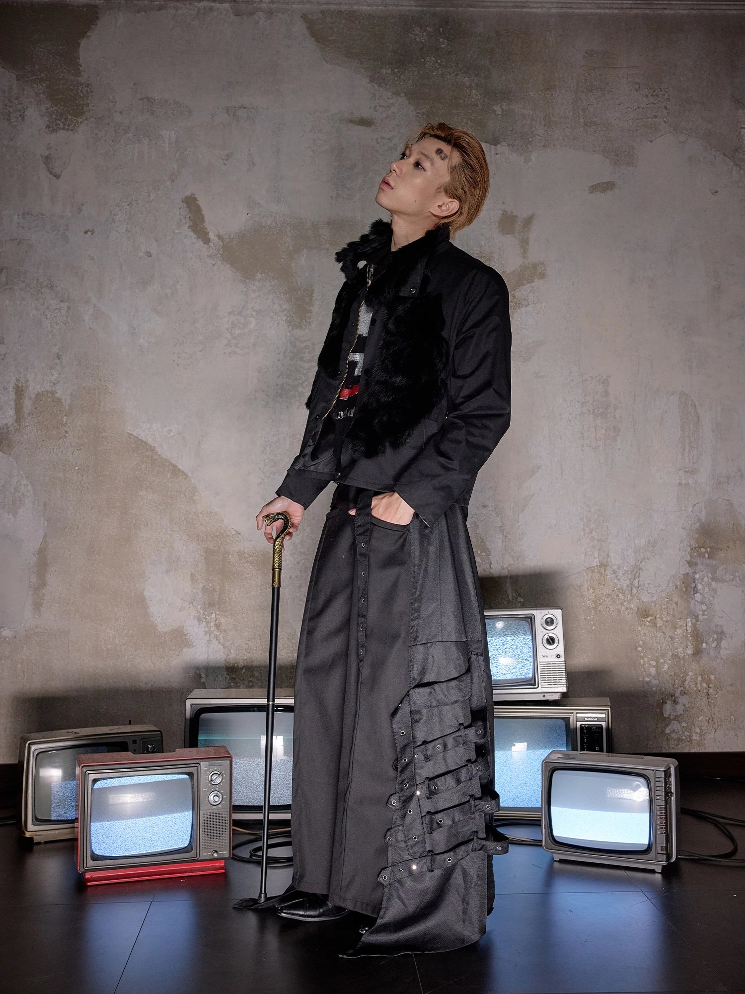 Nothingnessworld N1/mottled Fur Collar Jacket